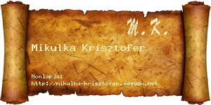 Mikulka Krisztofer névjegykártya